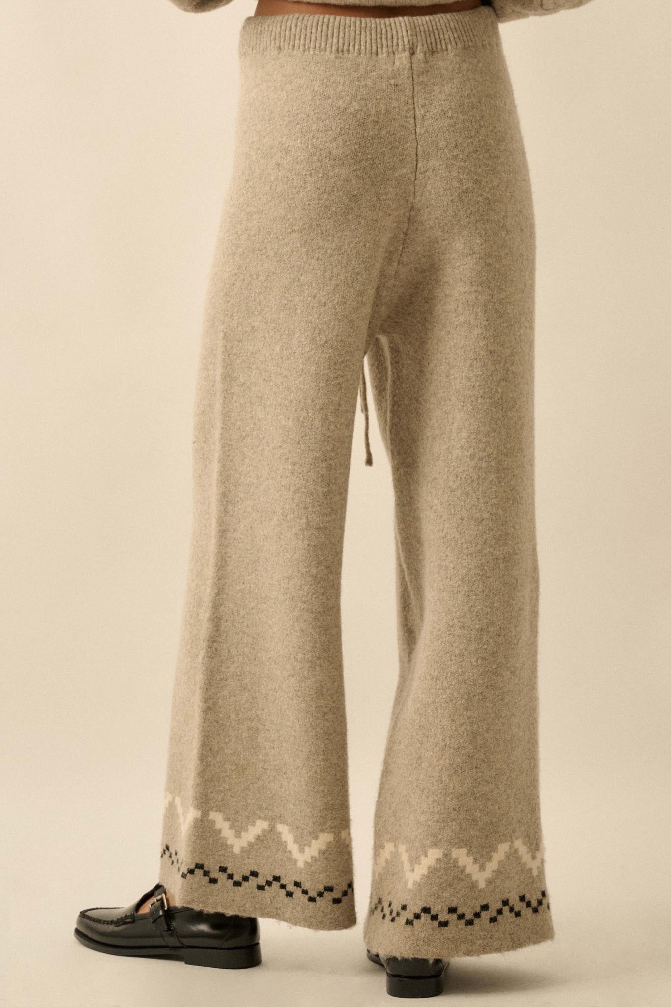 Winter Ridge Alpine Knit Wide-Leg Sweater Pants - ShopPromesa