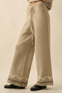 Winter Ridge Alpine Knit Wide-Leg Sweater Pants - ShopPromesa