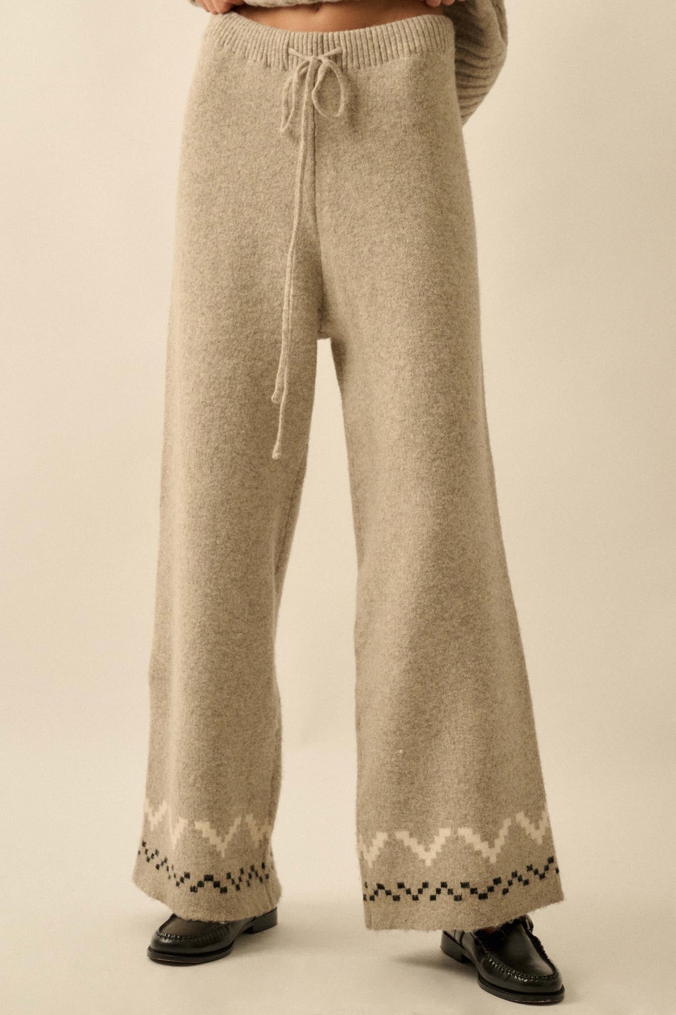 Winter Ridge Alpine Knit Wide-Leg Sweater Pants - ShopPromesa