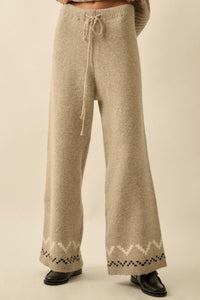 Winter Ridge Alpine Knit Wide-Leg Sweater Pants - ShopPromesa