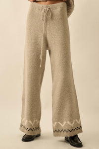 Winter Ridge Alpine Knit Wide-Leg Sweater Pants - ShopPromesa