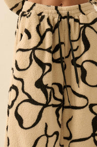 All Tied Up Bow-Print Fleece Wide-Leg Pants - ShopPromesa