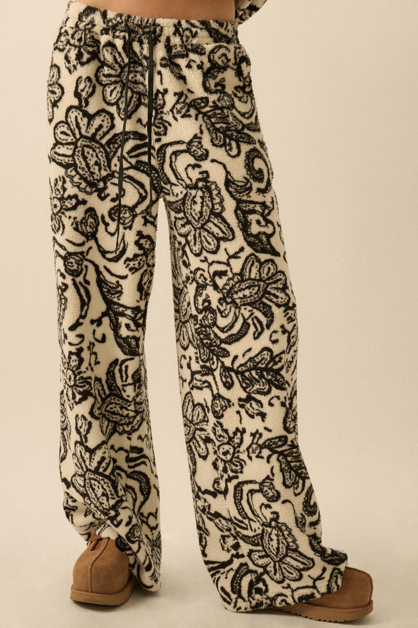 Just A Dream Paisley Fleece Wide-Leg Pants - ShopPromesa
