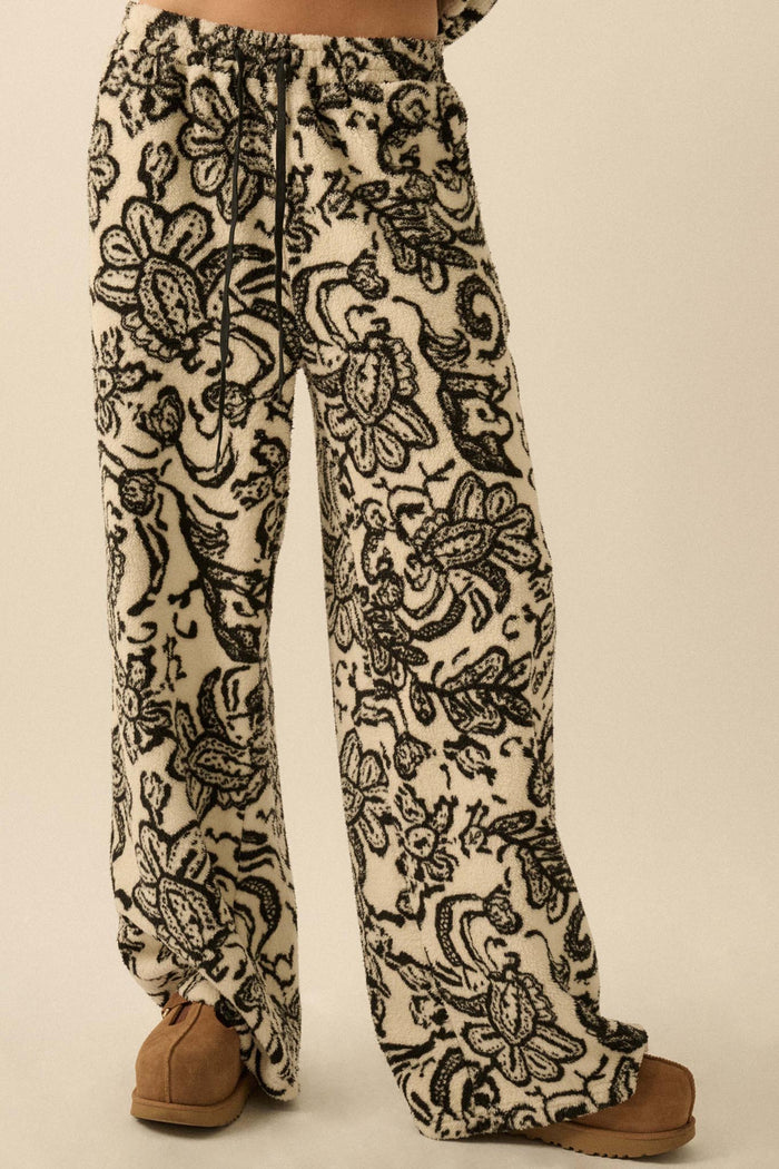 Just A Dream Paisley Fleece Wide-Leg Pants - ShopPromesa