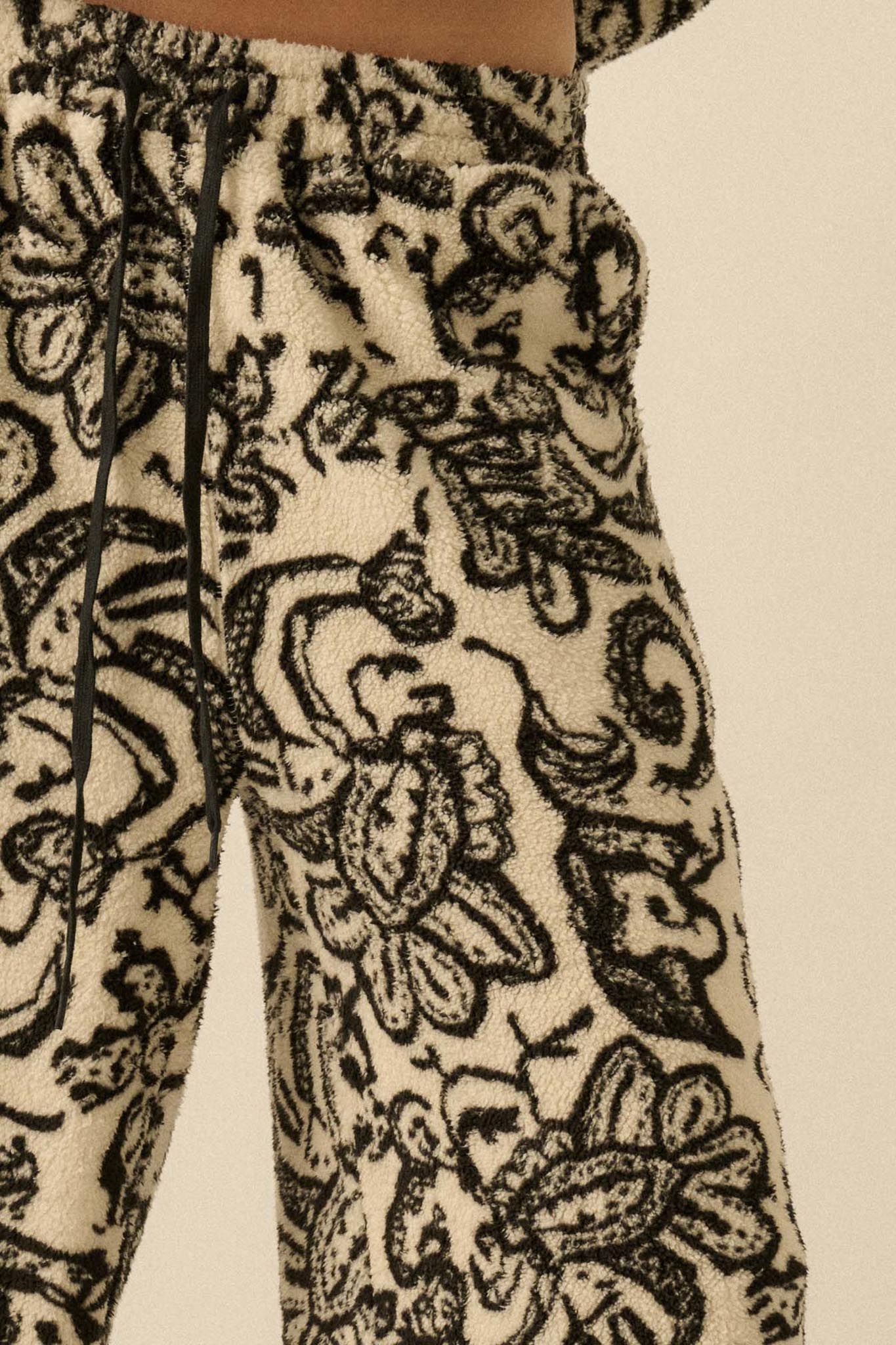 Just A Dream Paisley Fleece Wide-Leg Pants - ShopPromesa