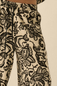 Just A Dream Paisley Fleece Wide-Leg Pants - ShopPromesa