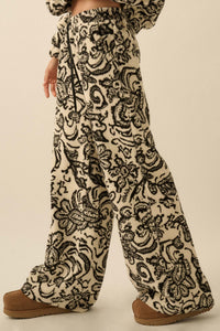 Just A Dream Paisley Fleece Wide-Leg Pants - ShopPromesa