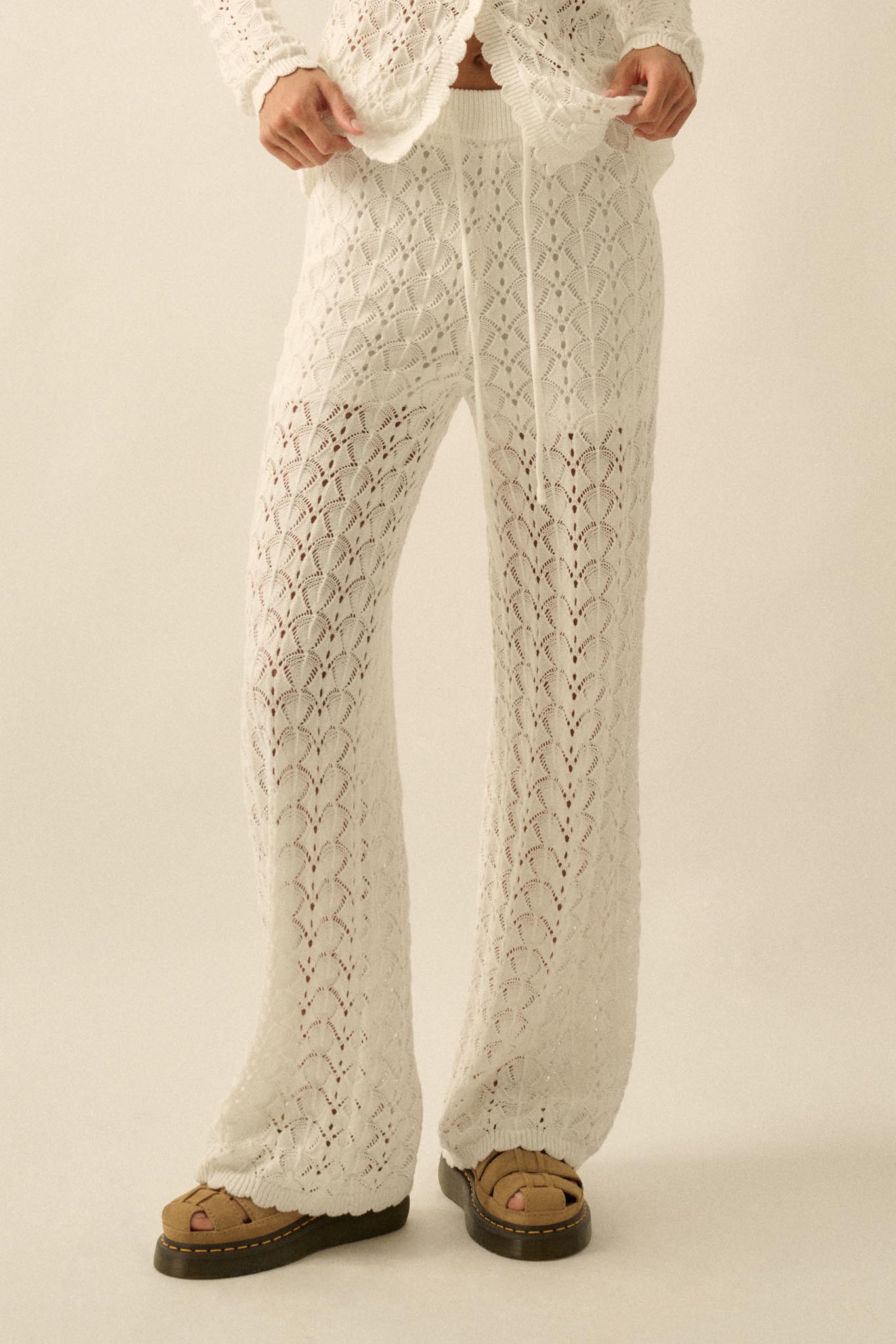 Everything You Need Pointelle-Knit Sweater Pants - ShopPromesa
