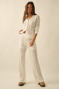 Everything You Need Pointelle-Knit Sweater Pants - ShopPromesa