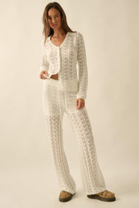 Everything You Need Pointelle-Knit Sweater Pants - ShopPromesa