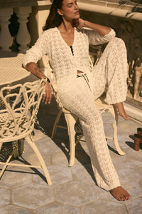 Everything You Need Pointelle-Knit Sweater Pants - ShopPromesa