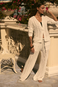 Everything You Need Pointelle-Knit Sweater Pants - ShopPromesa