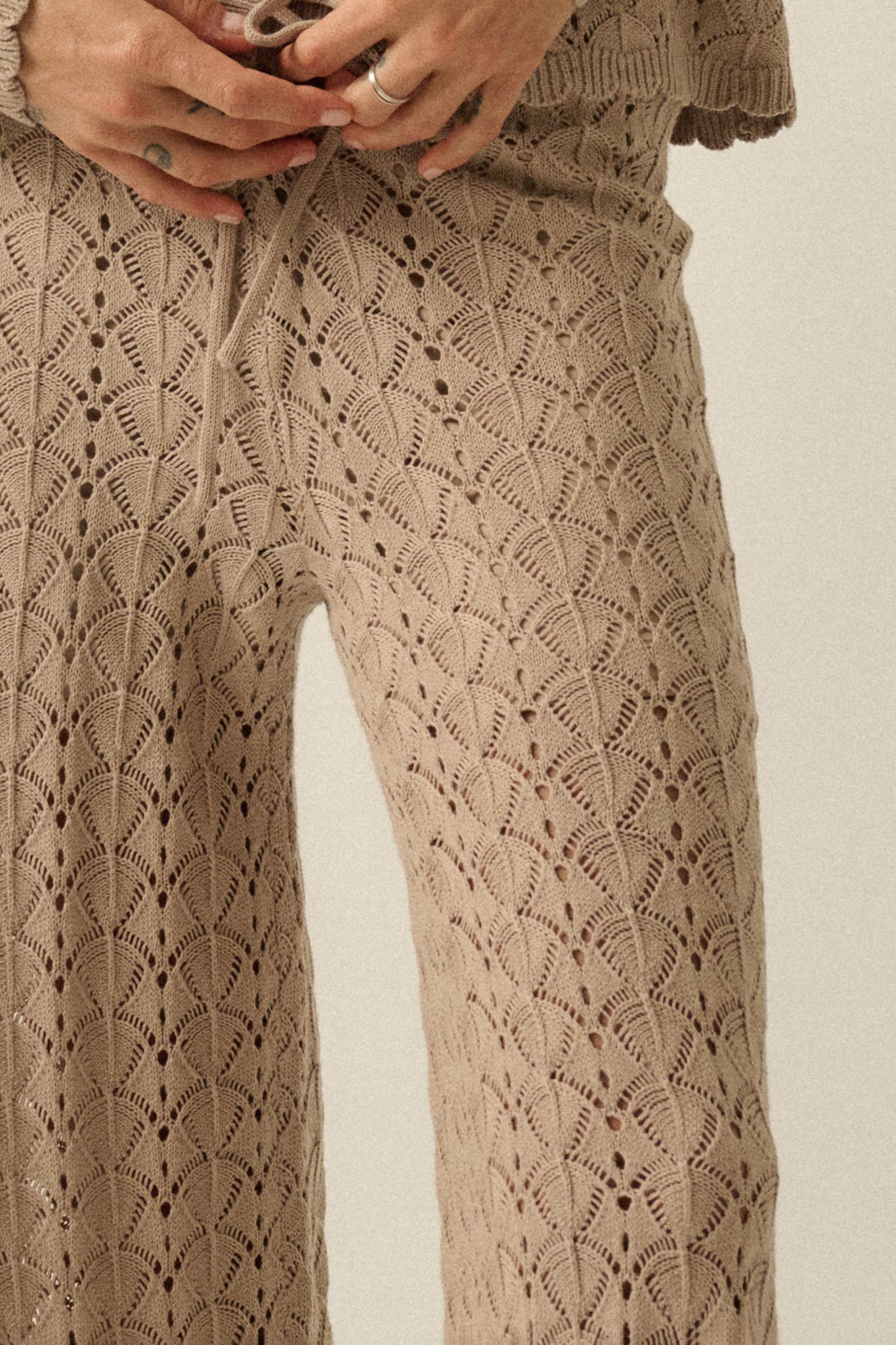 Everything You Need Pointelle-Knit Sweater Pants - ShopPromesa