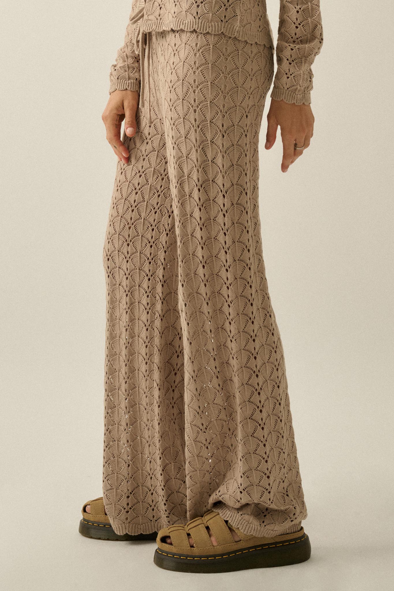 Everything You Need Pointelle-Knit Sweater Pants - ShopPromesa