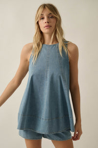 Pure Jeanius Denim Sleeveless A-Line Layered Romper - ShopPromesa