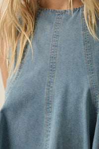 Pure Jeanius Denim Sleeveless A-Line Layered Romper - ShopPromesa