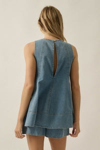 Pure Jeanius Denim Sleeveless A-Line Layered Romper - ShopPromesa