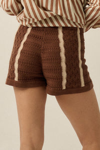 Down the Road Striped Crochet-Knit Sweater Shorts - ShopPromesa