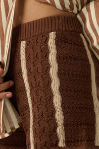 Down the Road Striped Crochet-Knit Sweater Shorts - ShopPromesa