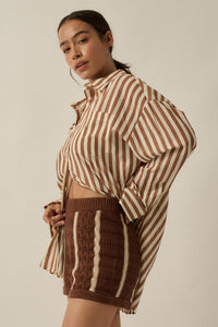 Down the Road Striped Crochet-Knit Sweater Shorts - ShopPromesa