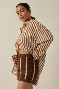 Down the Road Striped Crochet-Knit Sweater Shorts - ShopPromesa