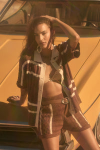 Down the Road Striped Crochet-Knit Sweater Shorts - ShopPromesa