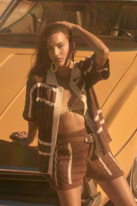 Down the Road Striped Crochet-Knit Sweater Shorts - ShopPromesa