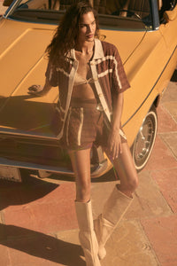 Down the Road Striped Crochet-Knit Sweater Shorts - ShopPromesa