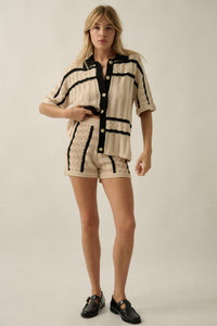 Down the Road Striped Crochet-Knit Sweater Shorts - ShopPromesa