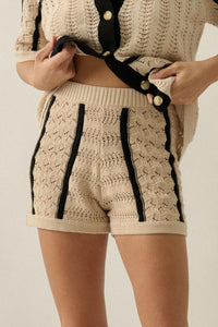Down the Road Striped Crochet-Knit Sweater Shorts - ShopPromesa