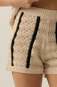 Down the Road Striped Crochet-Knit Sweater Shorts - ShopPromesa
