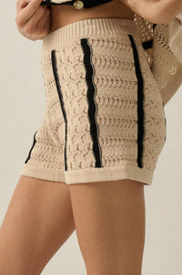 Down the Road Striped Crochet-Knit Sweater Shorts - ShopPromesa