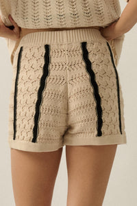 Down the Road Striped Crochet-Knit Sweater Shorts - ShopPromesa