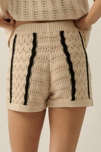 Down the Road Striped Crochet-Knit Sweater Shorts - ShopPromesa