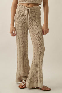 Just Vibing Crochet-Knit Drawstring Sweater Pants - ShopPromesa