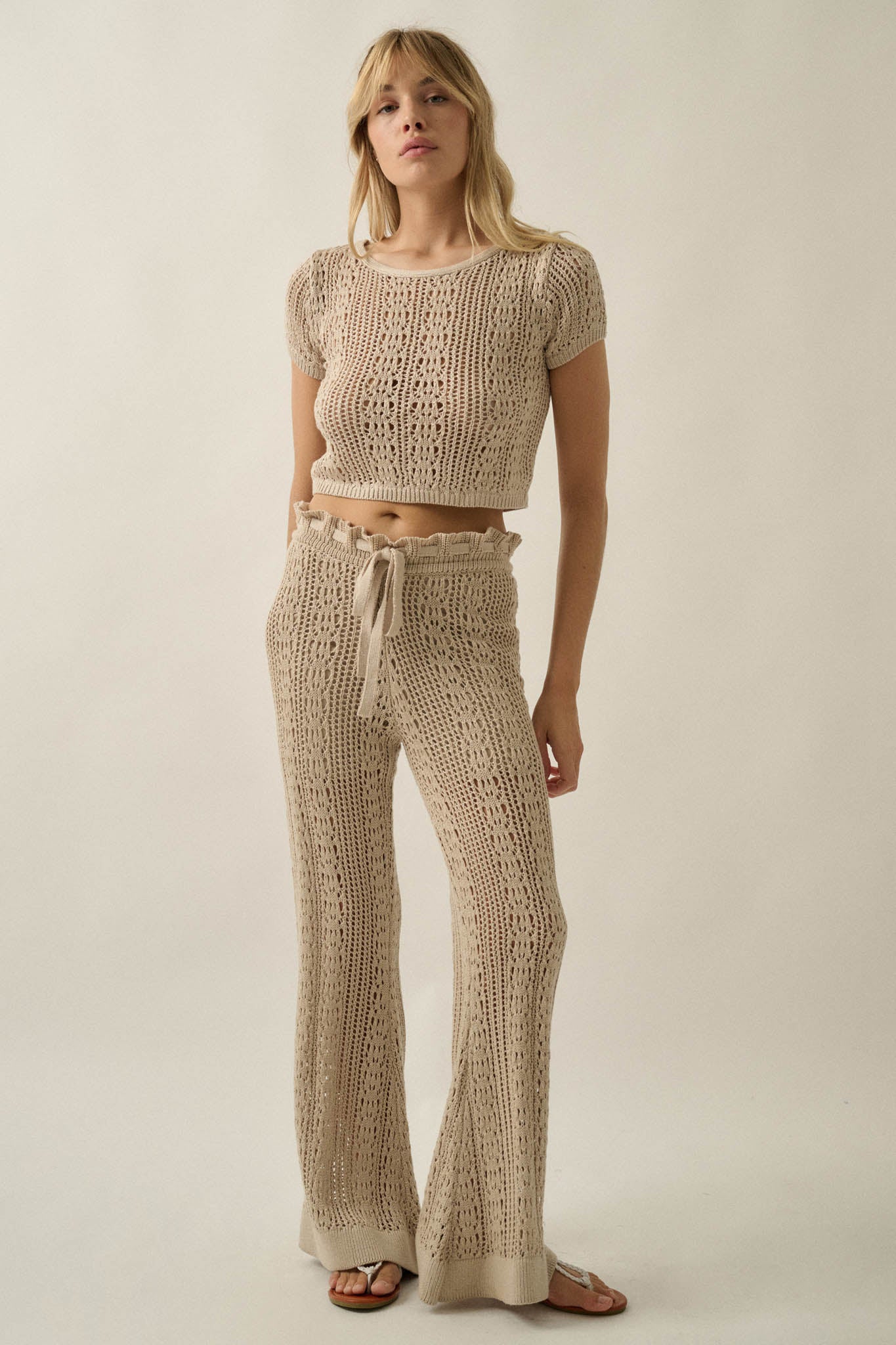 Just Vibing Crochet-Knit Drawstring Sweater Pants - ShopPromesa