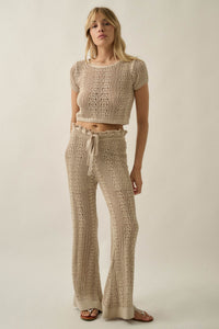 Just Vibing Crochet-Knit Drawstring Sweater Pants - ShopPromesa