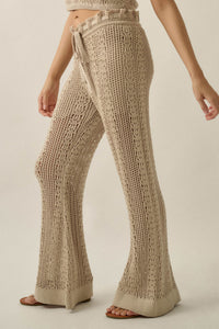Just Vibing Crochet-Knit Drawstring Sweater Pants - ShopPromesa