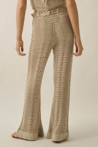 Just Vibing Crochet-Knit Drawstring Sweater Pants - ShopPromesa