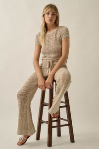 Just Vibing Crochet-Knit Drawstring Sweater Pants - ShopPromesa