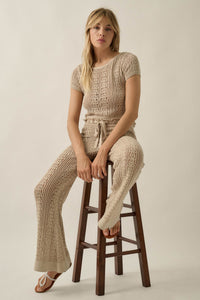 Just Vibing Crochet-Knit Drawstring Sweater Pants - ShopPromesa