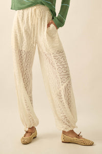 Keep Dreaming Lace Drawstring Pocket Balloon Pants - ShopPromesa