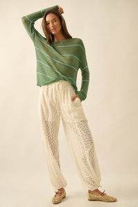 Keep Dreaming Lace Drawstring Pocket Balloon Pants - ShopPromesa