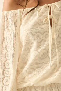 Sweet Daydream Lace Off-Shoulder Long-Sleeve Romper - ShopPromesa