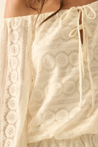 Sweet Daydream Lace Off-Shoulder Long-Sleeve Romper - ShopPromesa