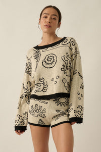 Beach Bum Nautical Jacquard-Knit Sweater Shorts - ShopPromesa