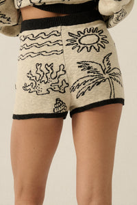 Beach Bum Nautical Jacquard-Knit Sweater Shorts - ShopPromesa