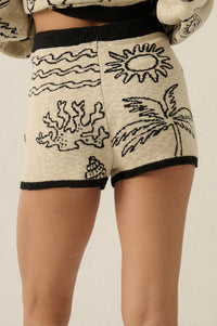 Beach Bum Nautical Jacquard-Knit Sweater Shorts - ShopPromesa