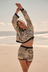 Beach Bum Nautical Jacquard-Knit Sweater Shorts - ShopPromesa