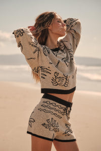 Beach Bum Nautical Jacquard-Knit Sweater Shorts - ShopPromesa
